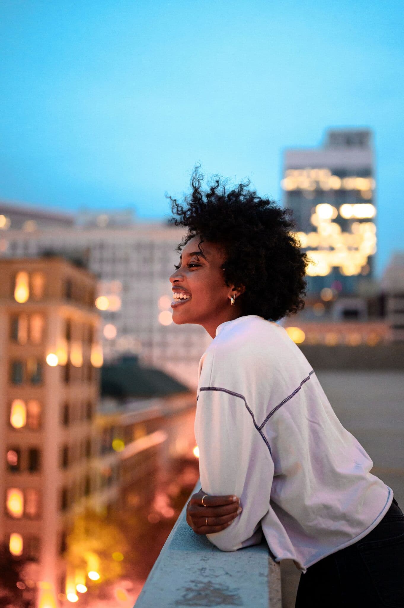 woman looking at city