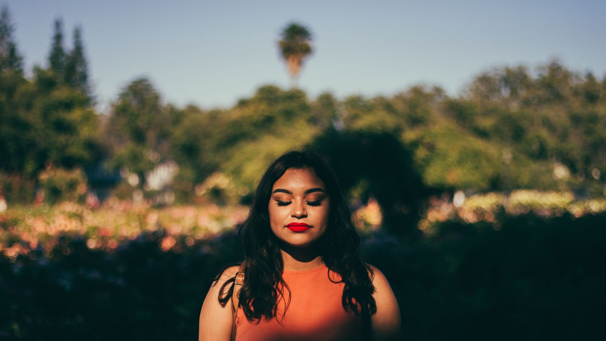 woman with eyes closed