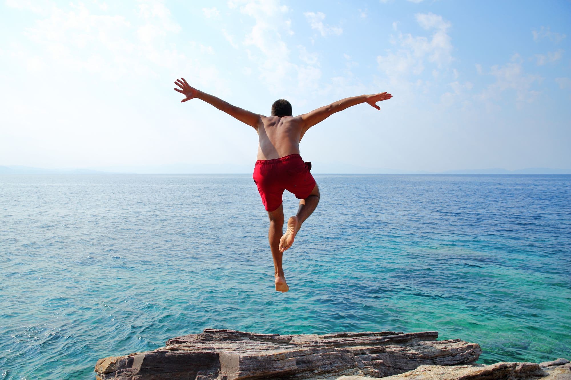 Young man diving